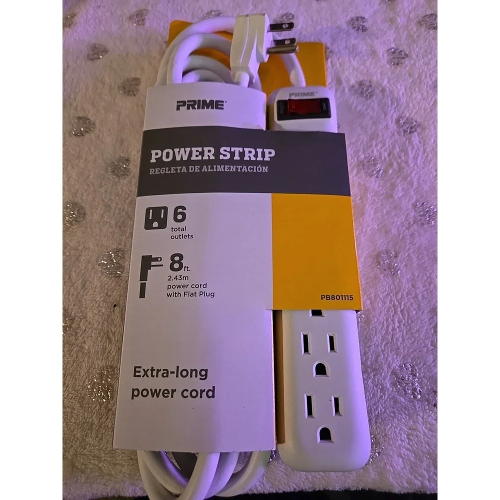 PB801115 6-Outlet‎ Power Strip with 14-3 SJT 8-Feet Cord,White